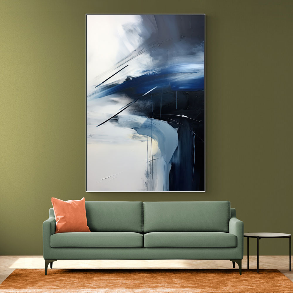 Blue & Black Stroke Abstract Wall Art