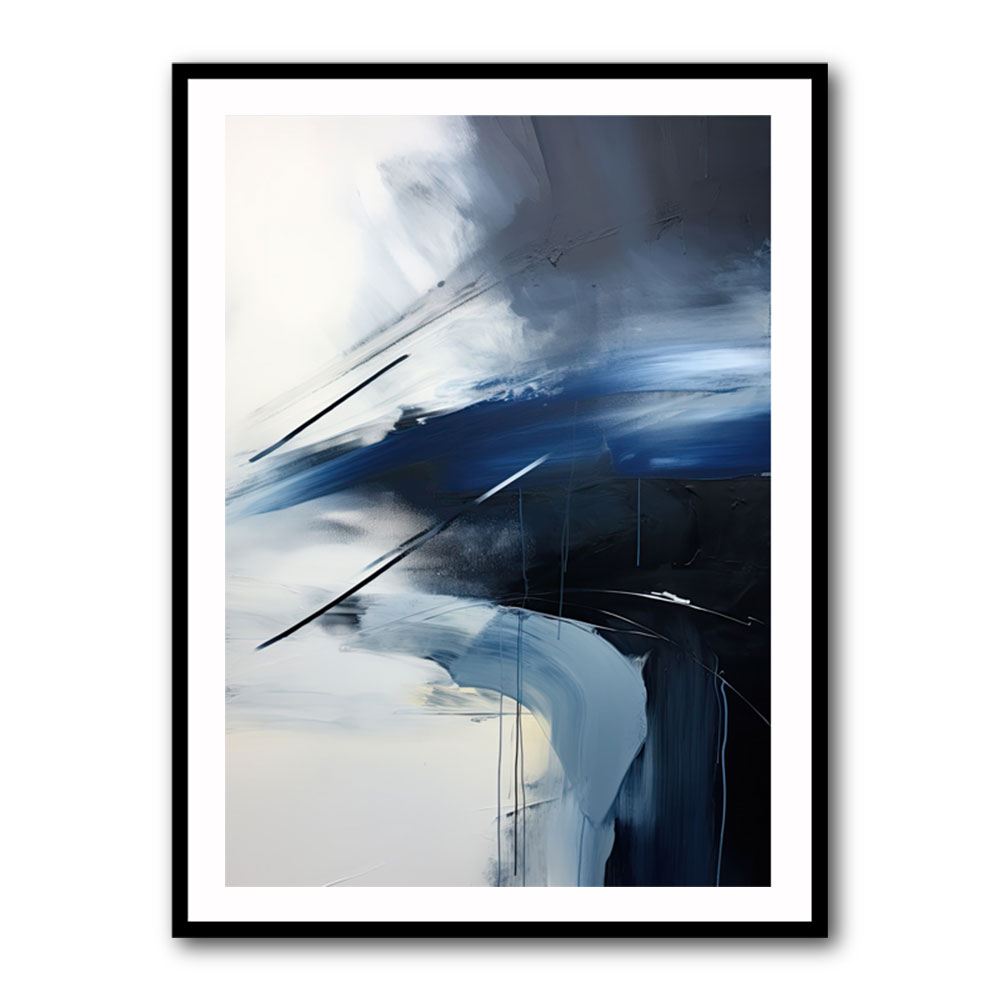 Blue & Black Stroke Abstract Wall Art