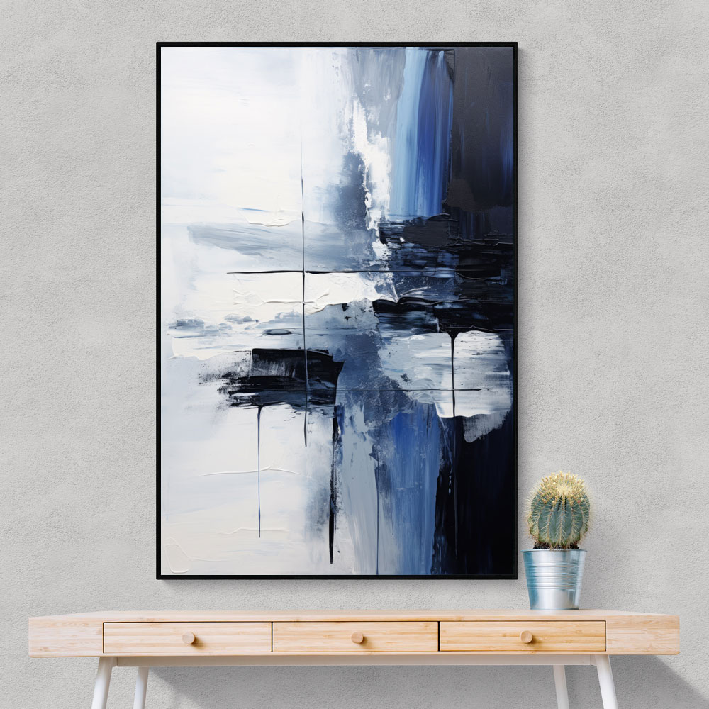 Blue & Black Stroke Abstract 1 Wall Art