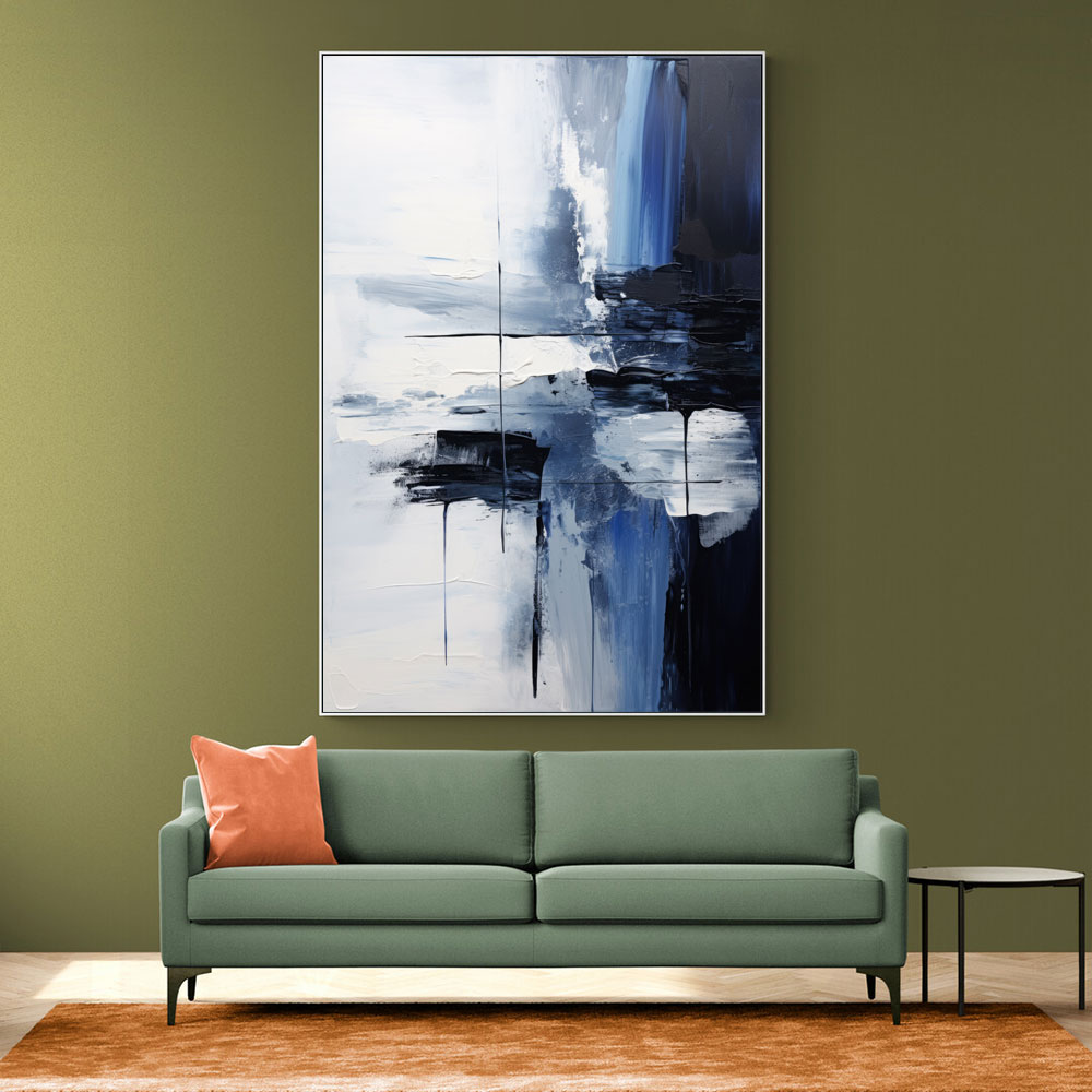 Blue & Black Stroke Abstract 1 Wall Art