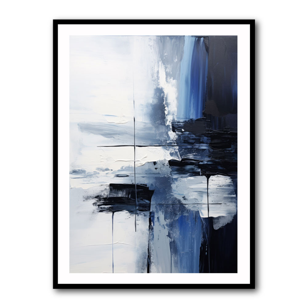 Blue & Black Stroke Abstract 1 Wall Art