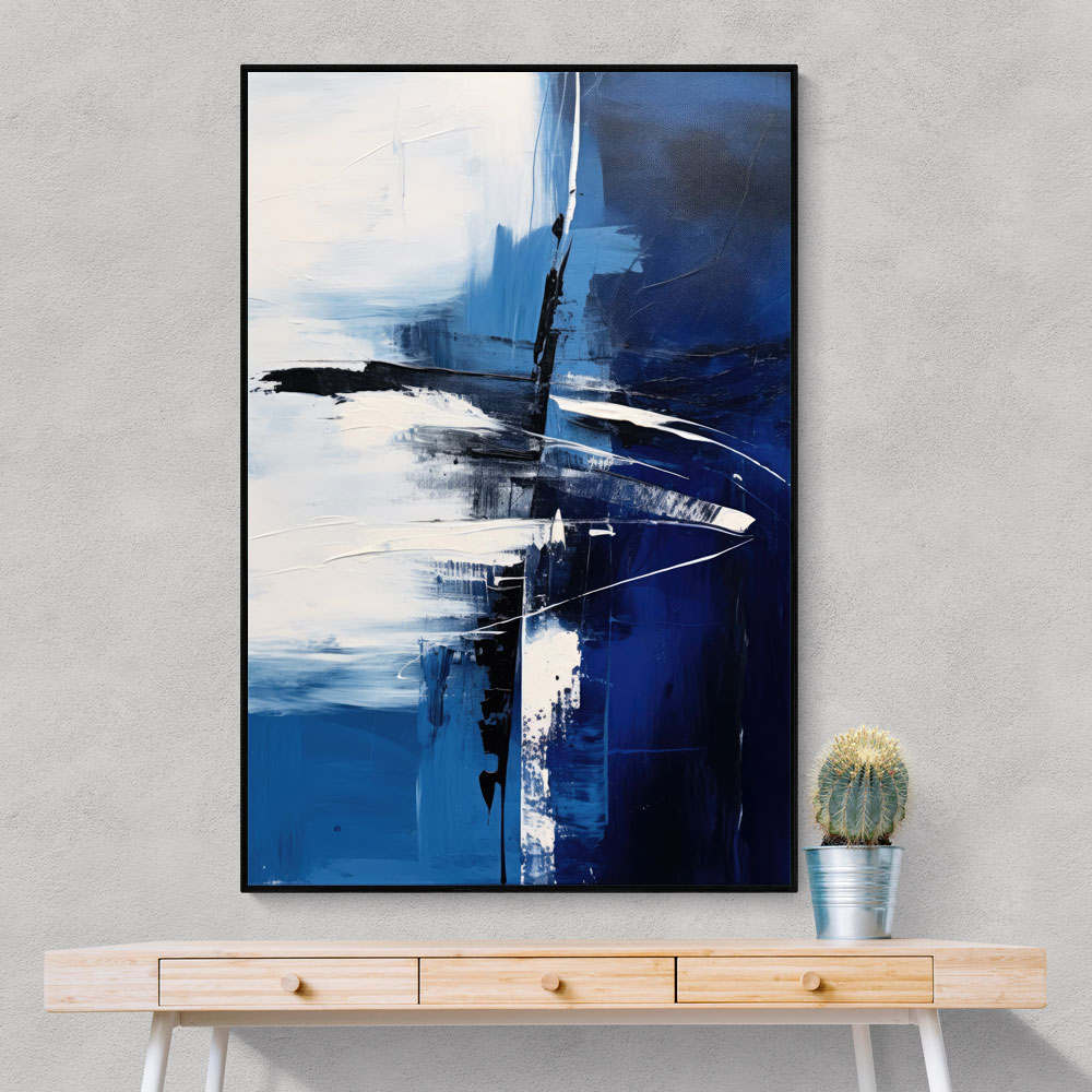 Blue & Black Stroke Abstract 2 Wall Art