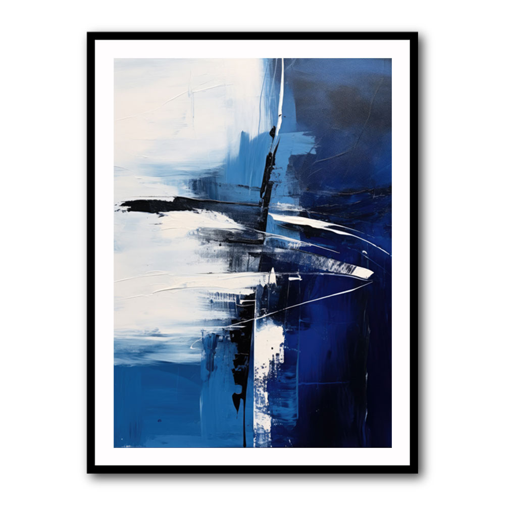 Blue & Black Stroke Abstract 2 Wall Art