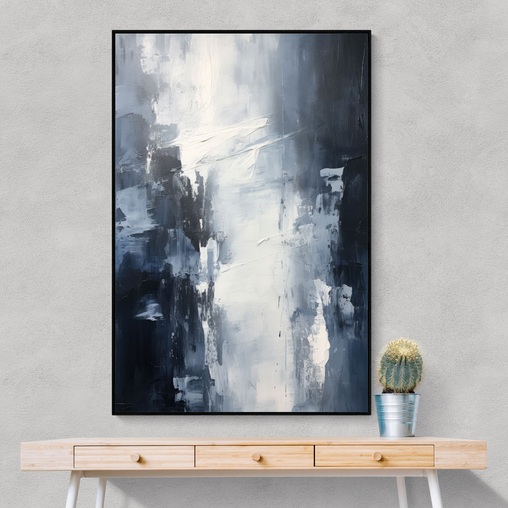 Blue & Silver Tones Abstract Wall Art