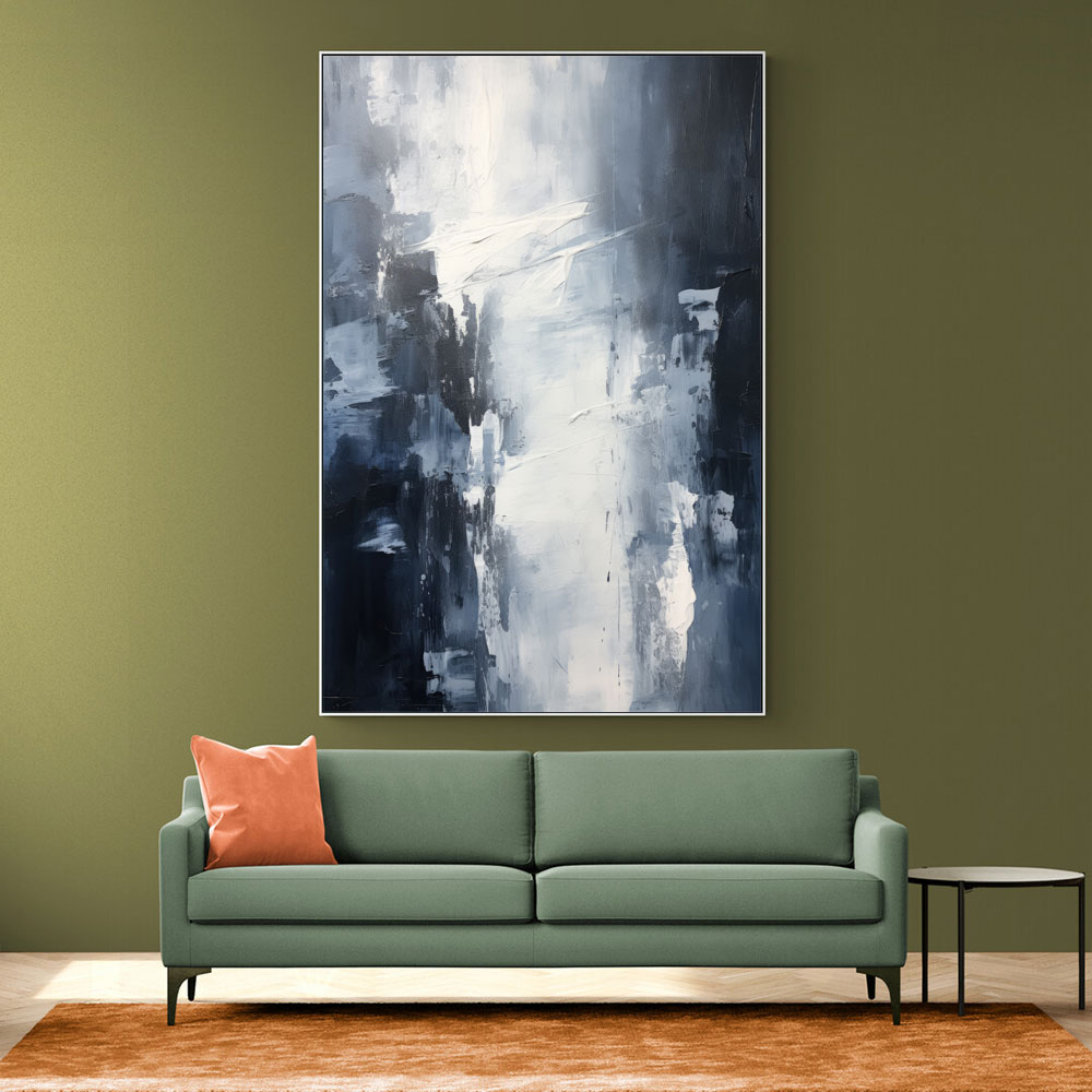 Blue & Silver Tones Abstract Wall Art