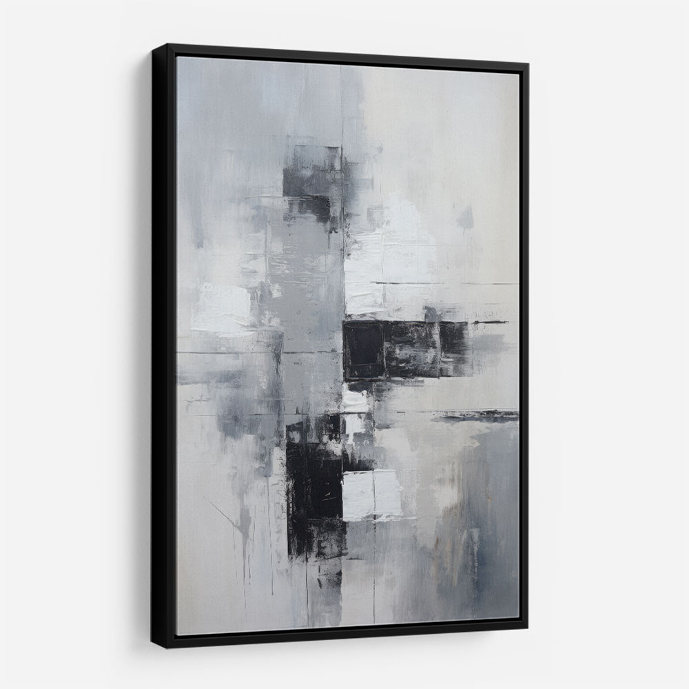 Silver & Black Strokes Abstract Wall Art