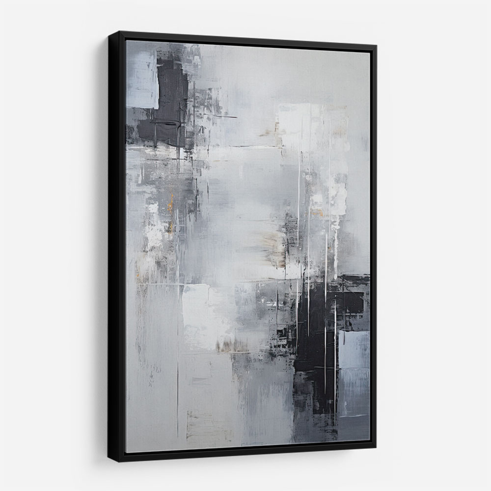 Silver & Black Strokes 1 Abstract Wall Art