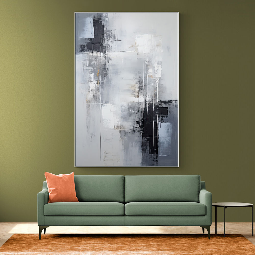 Silver & Black Strokes 1 Abstract Wall Art