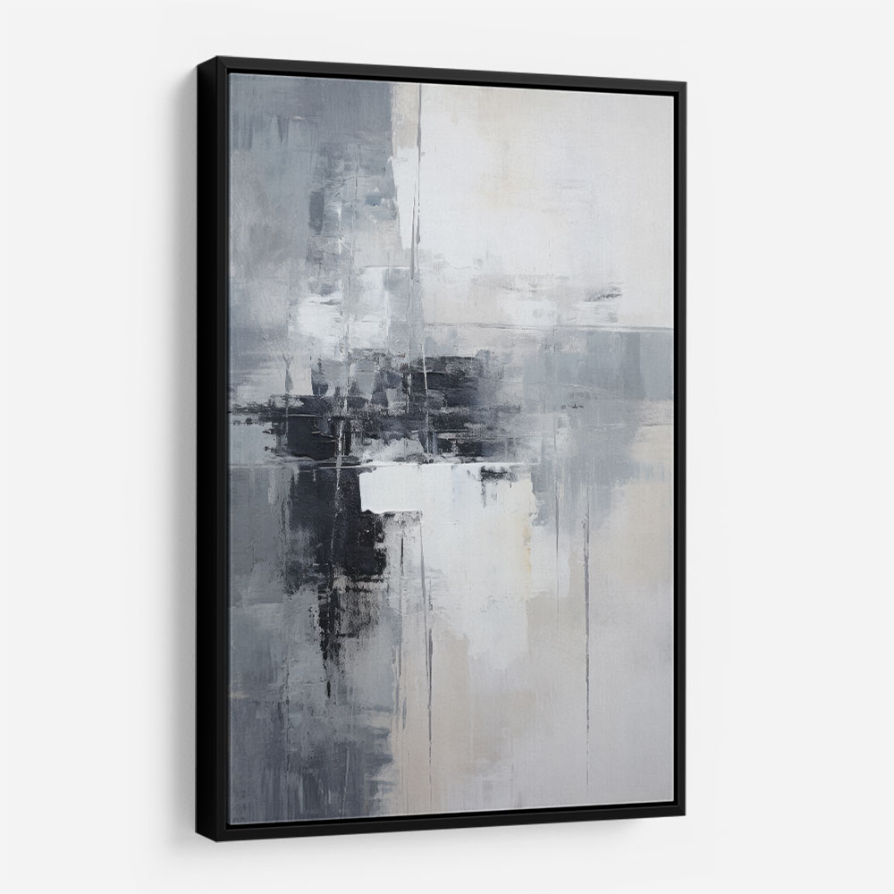 Silver & Black Strokes 2 Abstract Wall Art
