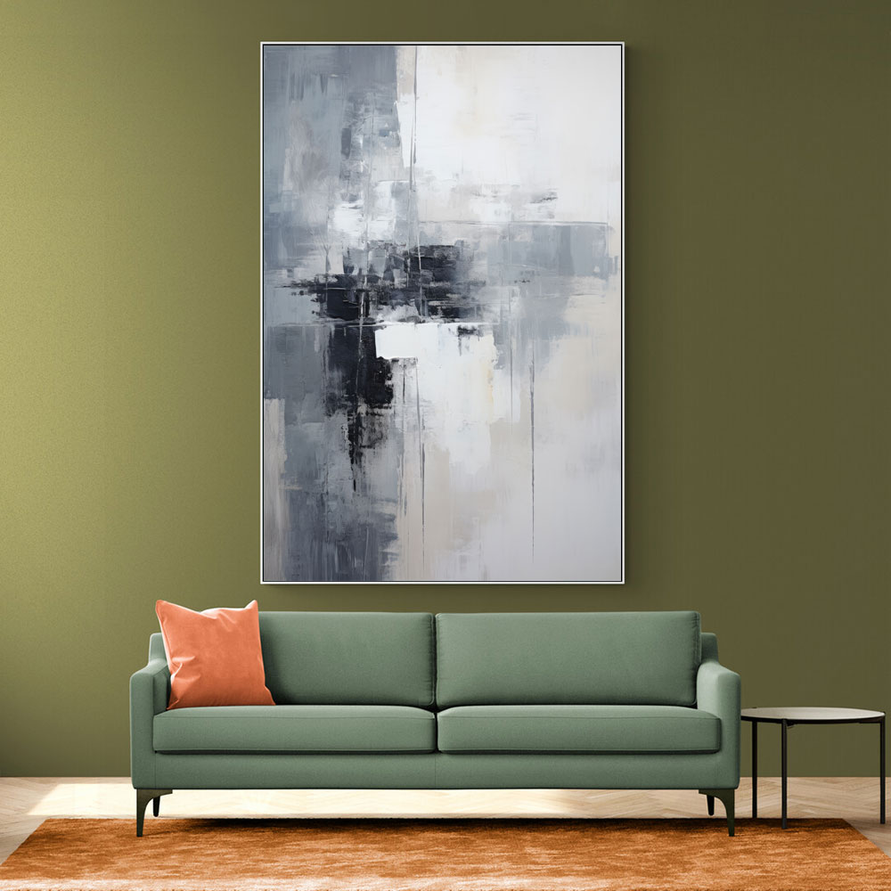 Silver & Black Strokes 2 Abstract Wall Art