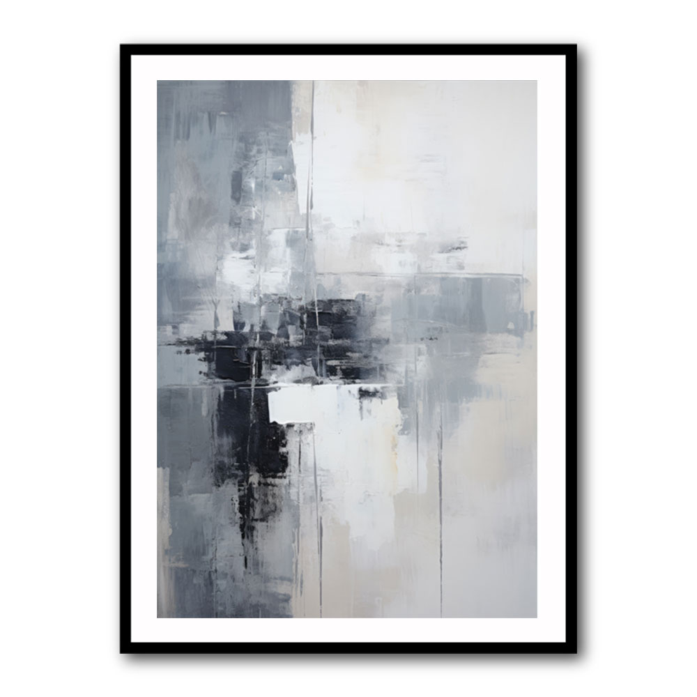 Silver & Black Strokes 2 Abstract Wall Art