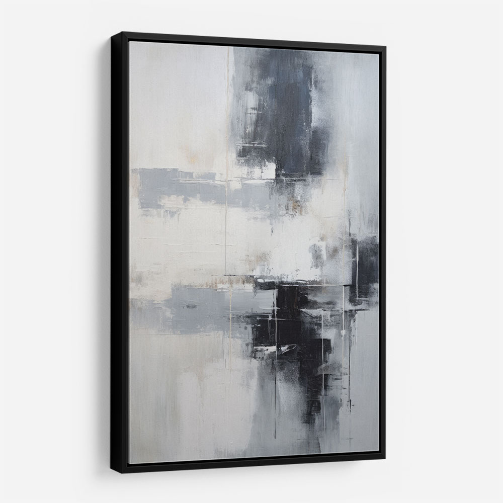 Silver & Black Strokes 3 Abstract Wall Art