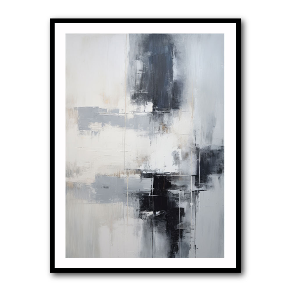 Silver & Black Strokes 3 Abstract Wall Art