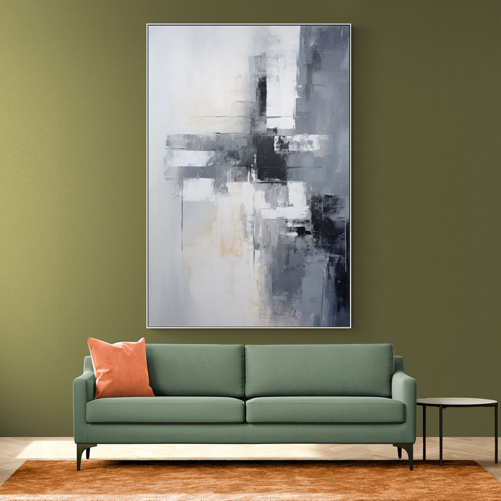 Silver & Black Strokes 4 Abstract Wall Art