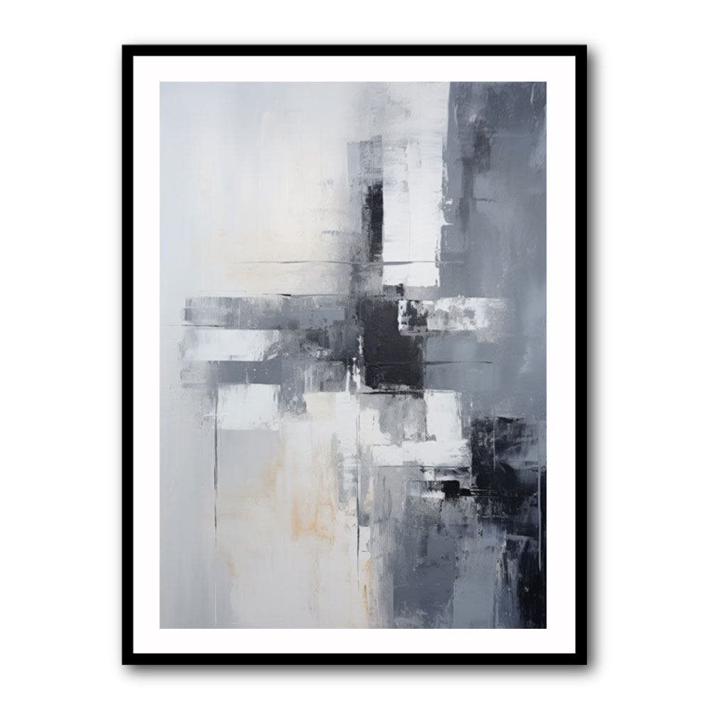 Silver & Black Strokes 4 Abstract Wall Art