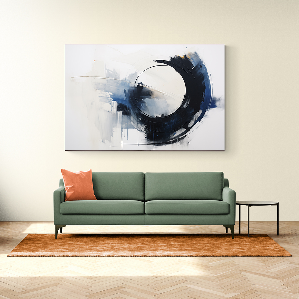 Blue & Black Circle 20 Abstract Wall Art