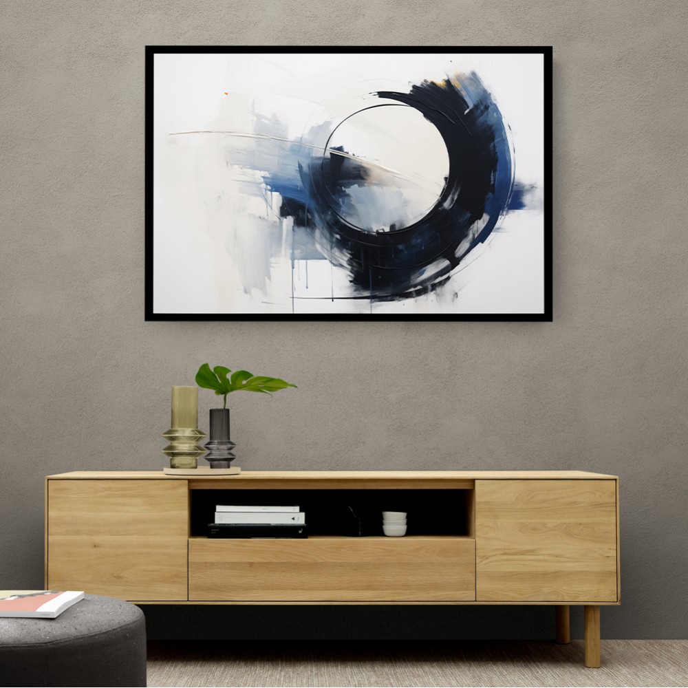 Blue & Black Circle 20 Abstract Wall Art
