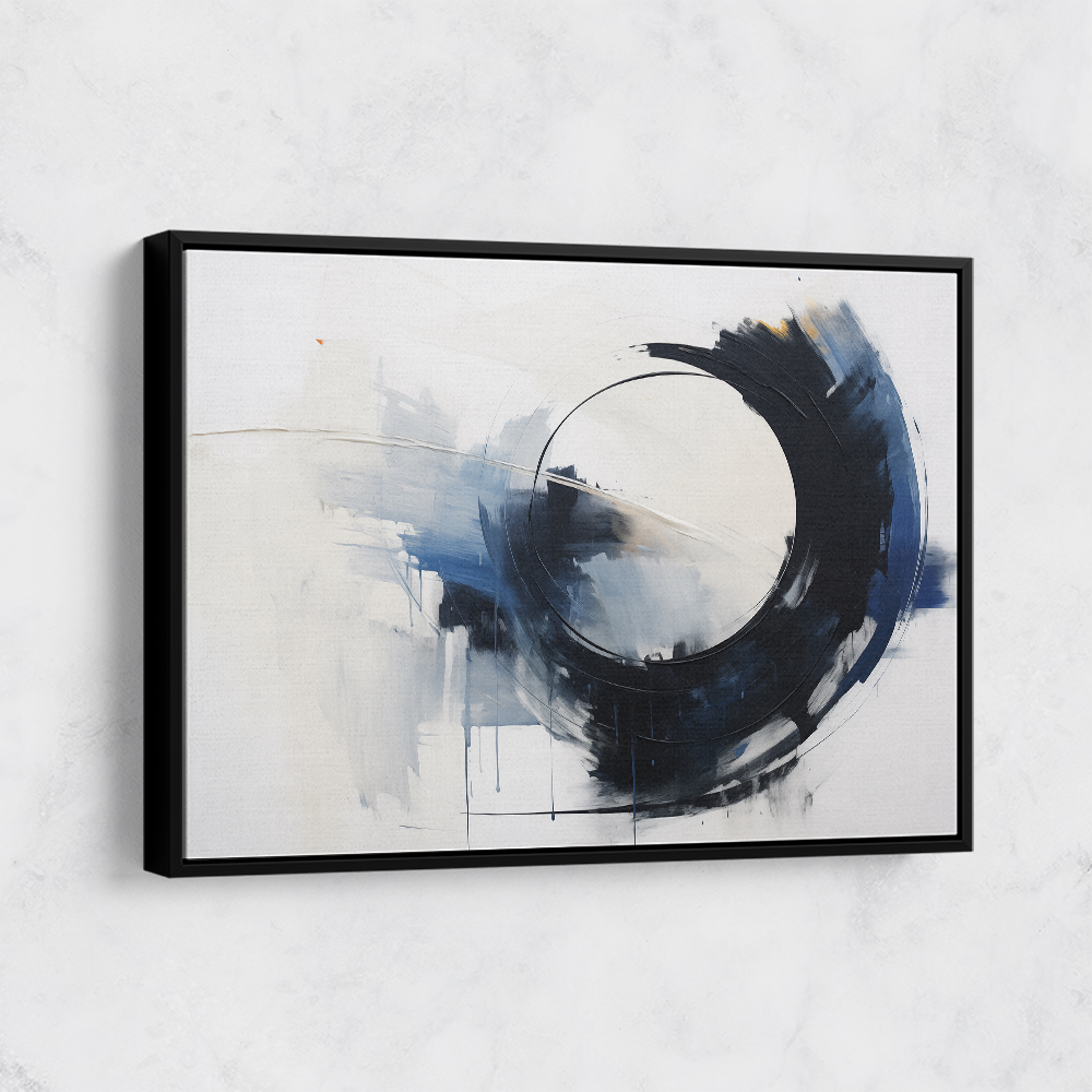 Blue & Black Circle 20 Abstract Wall Art
