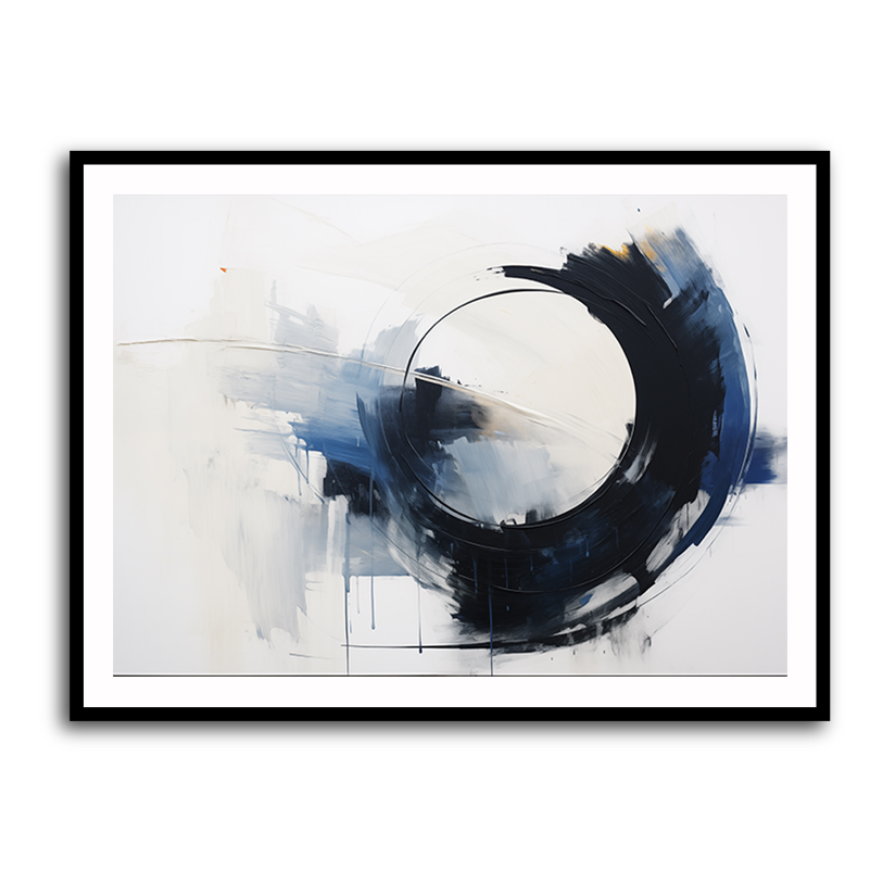 Blue & Black Circle 20 Abstract Wall Art