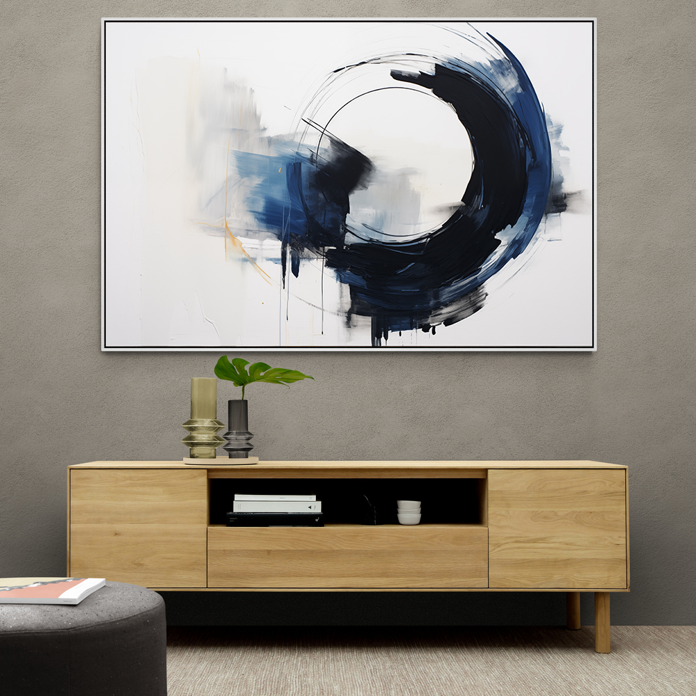 Blue & Black Circle 21 Abstract Wall Art