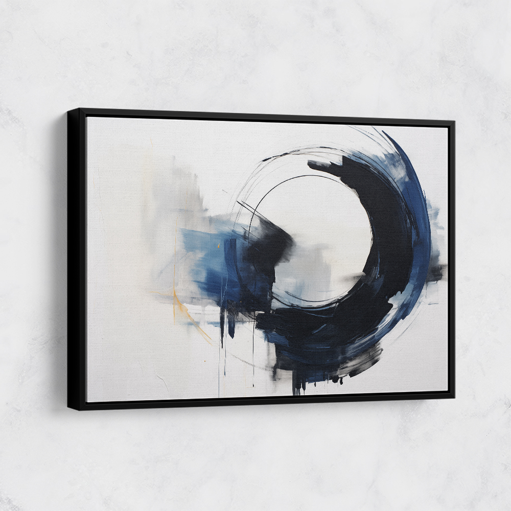Blue & Black Circle 21 Abstract Wall Art