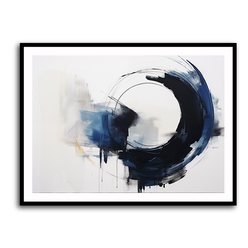 Blue & Black Circle 21 Abstract Wall Art