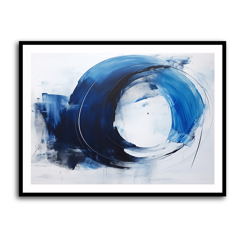 Blue & Black Circle 22 Abstract Wall Art
