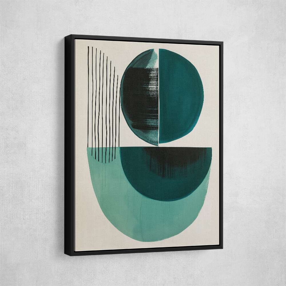 Midcentury Teal Geometric Shapes 1