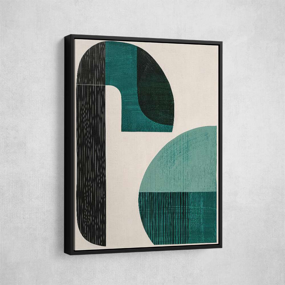Midcentury Teal Geometric Shapes 2