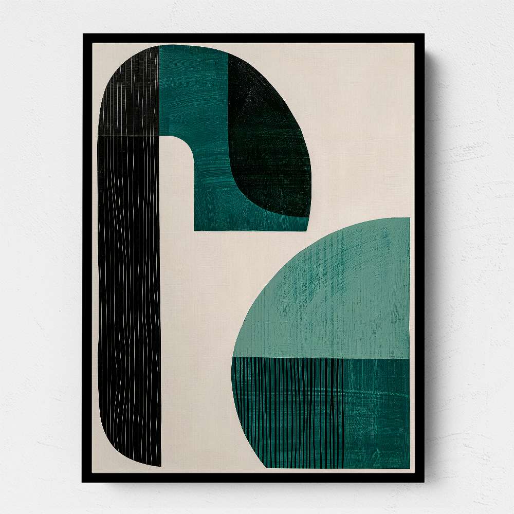 Midcentury Teal Geometric Shapes 2