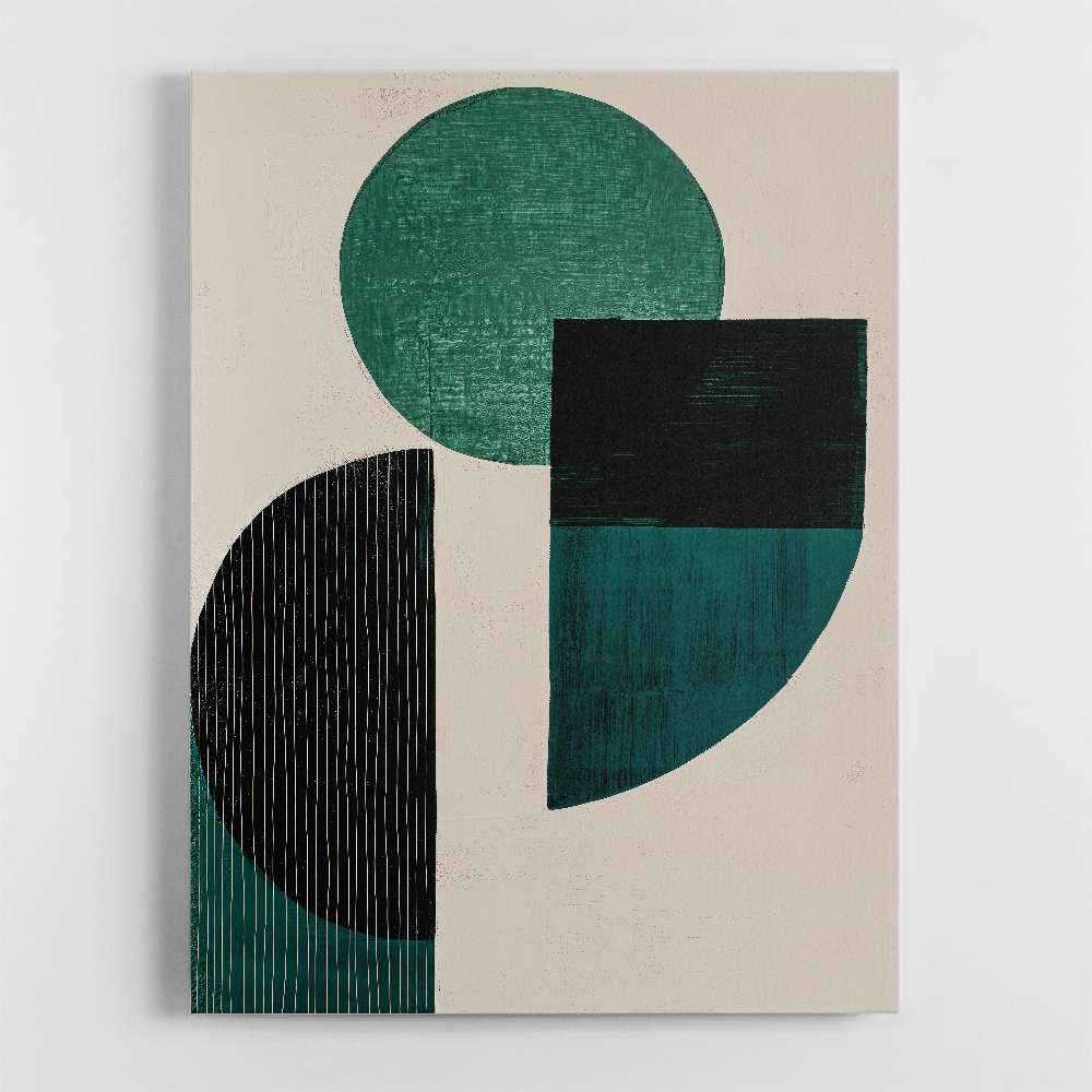 Midcentury Teal Geometric Shapes 3