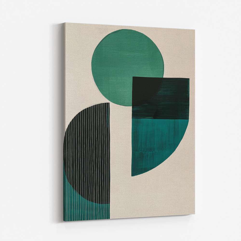 Midcentury Teal Geometric Shapes 3