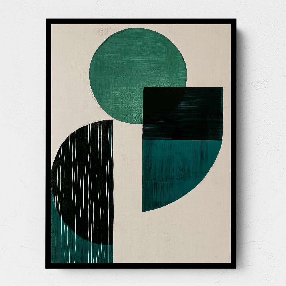 Midcentury Teal Geometric Shapes 3