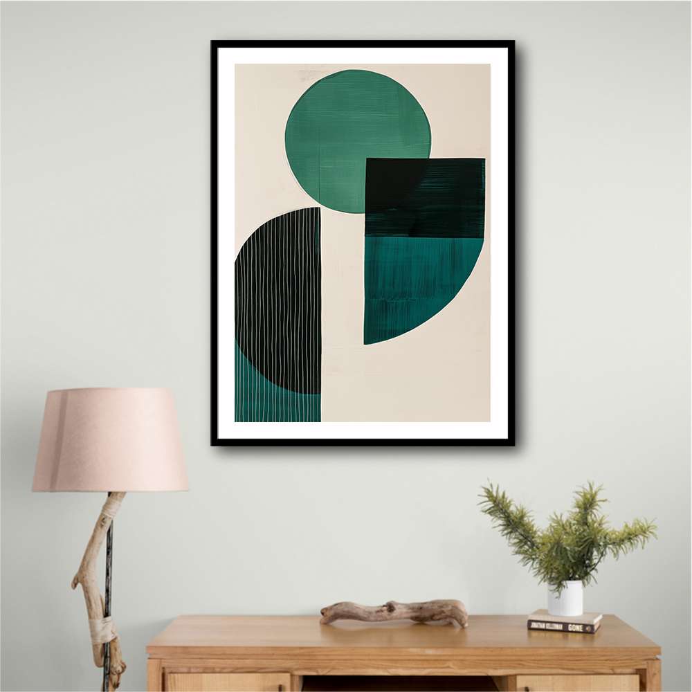 Midcentury Teal Geometric Shapes 3