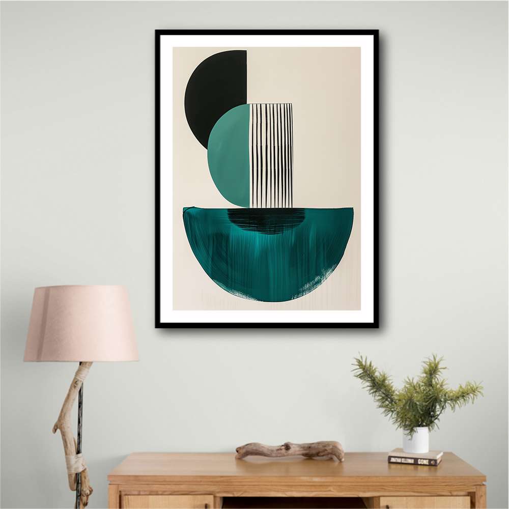 Midcentury Teal Geometric Shapes 4