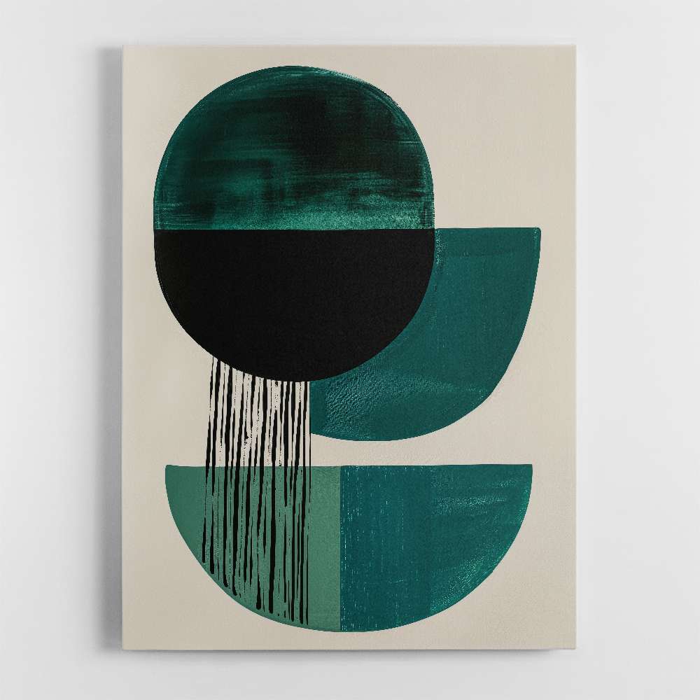 Midcentury Teal Geometric Shapes 5
