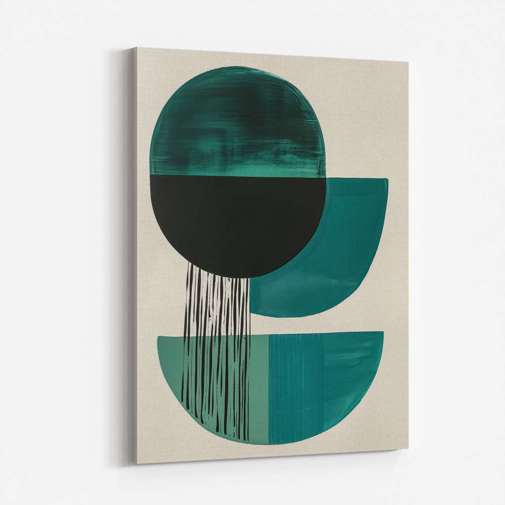 Midcentury Teal Geometric Shapes 5