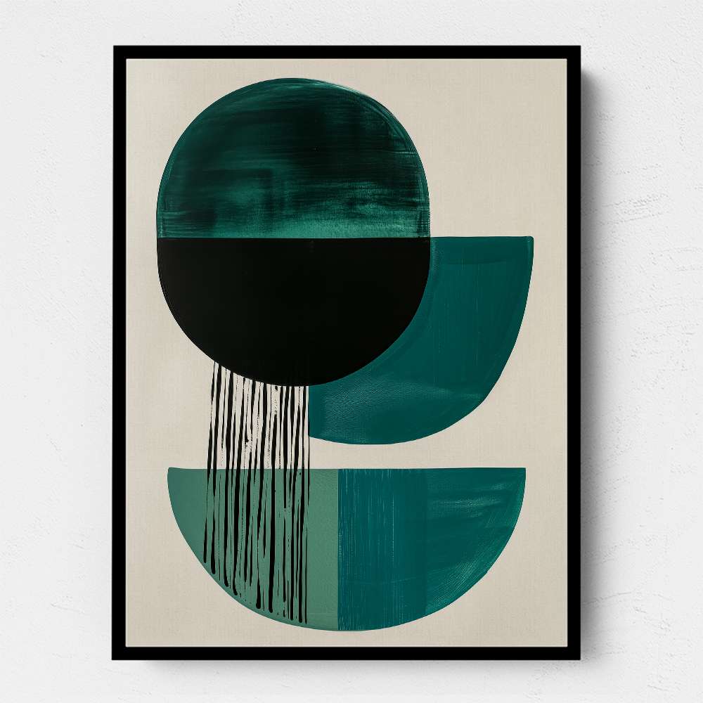 Midcentury Teal Geometric Shapes 5