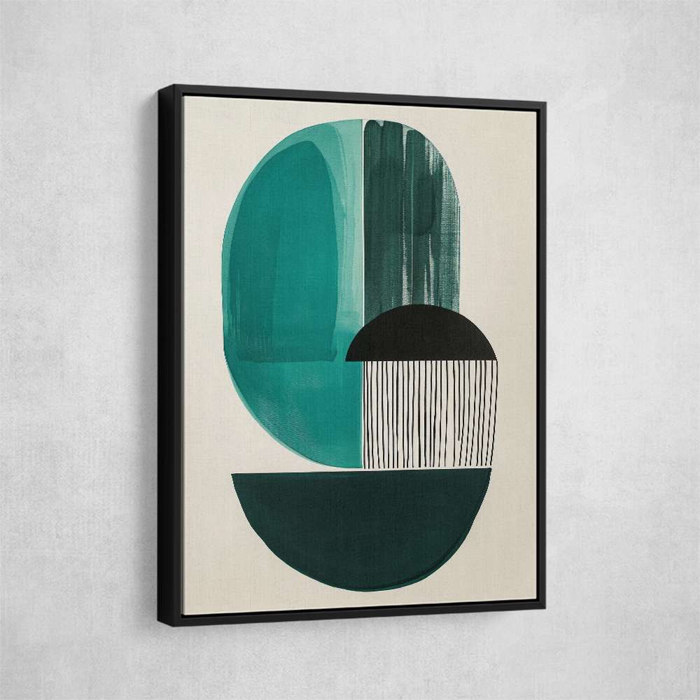 Midcentury Teal Geometric Shapes 6