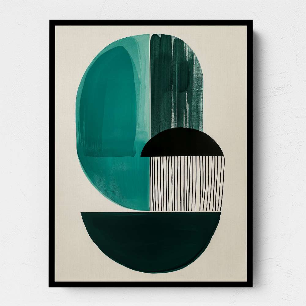 Midcentury Teal Geometric Shapes 6