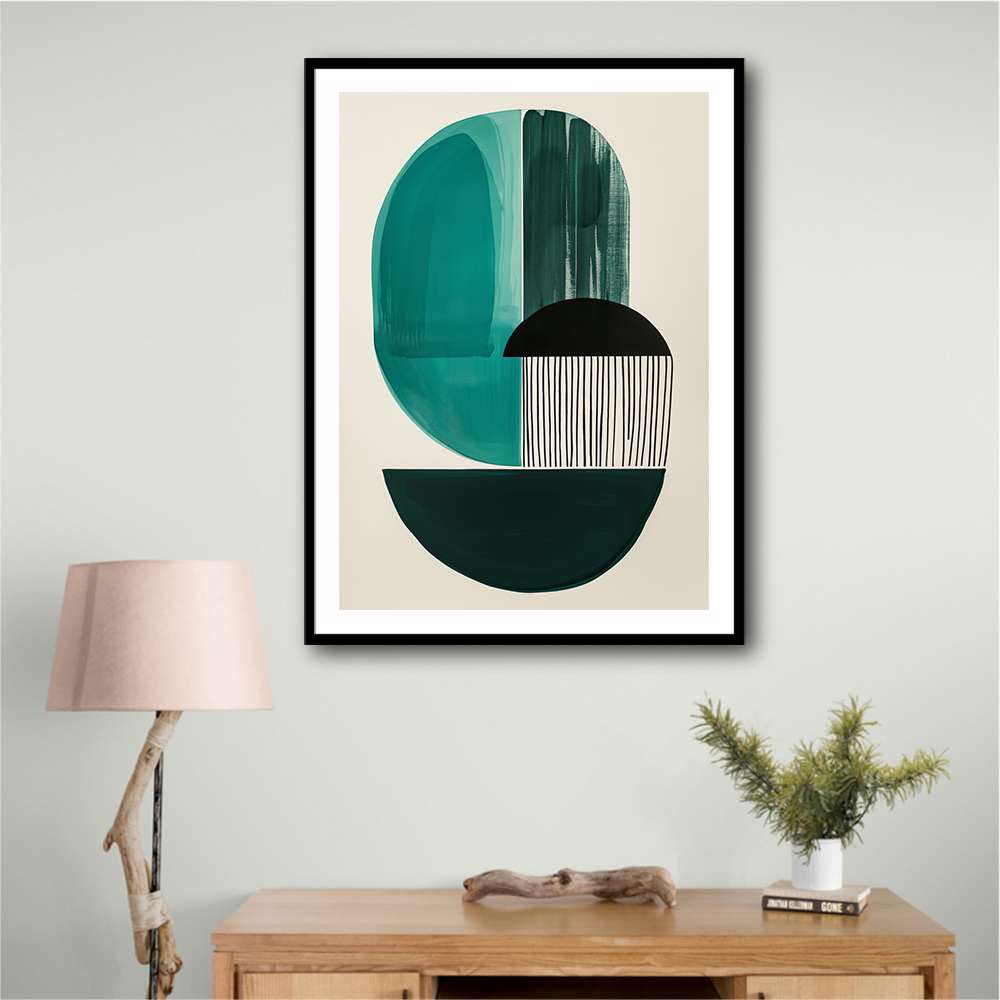 Midcentury Teal Geometric Shapes 6