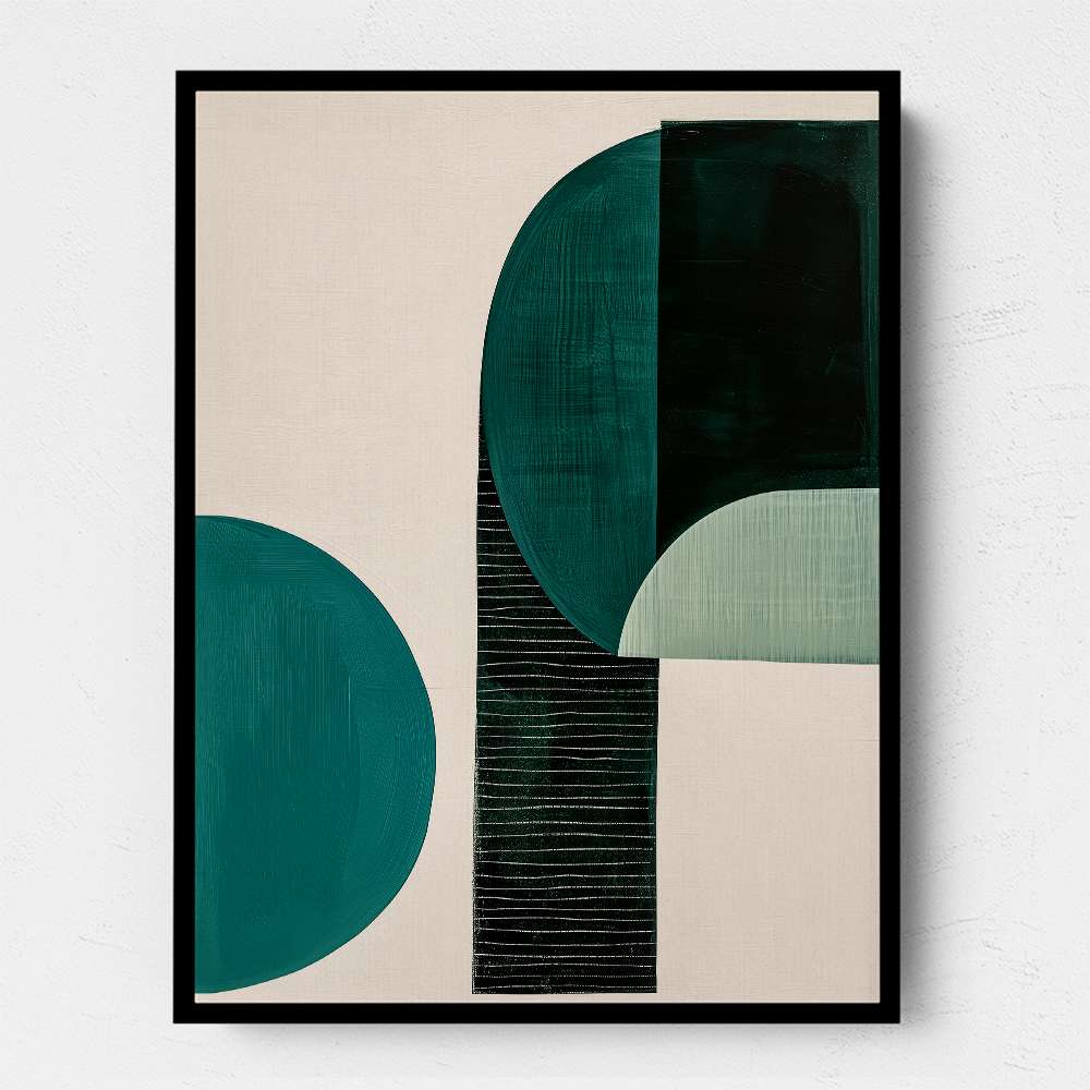 Midcentury Teal Geometric Shapes 7