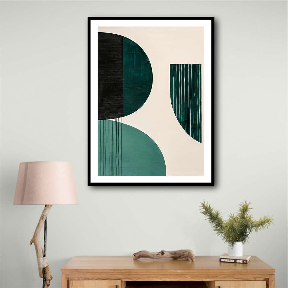 Midcentury Teal Geometric Shapes 8