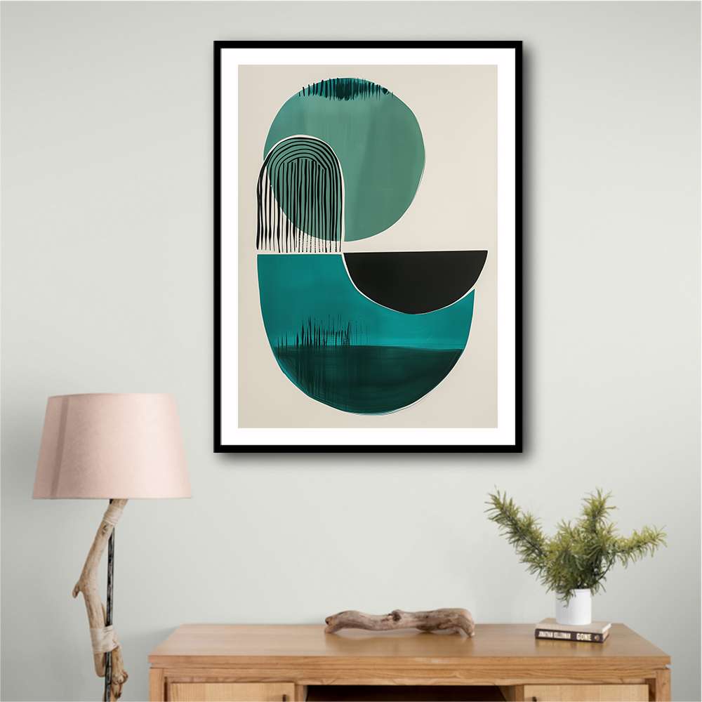 Midcentury Teal Geometric Shapes 9