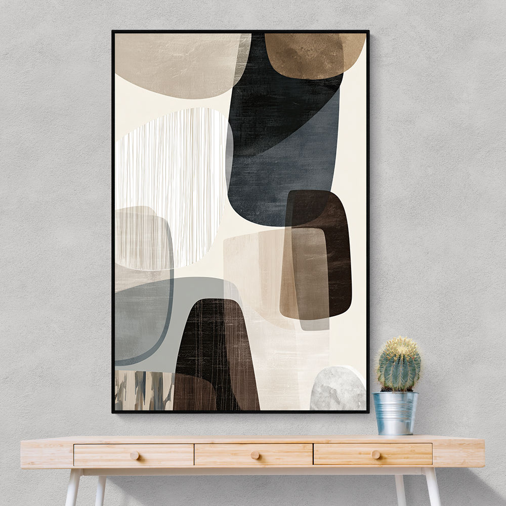 Minimalist Abstract Collage With Overlapping Organic Shapes 48