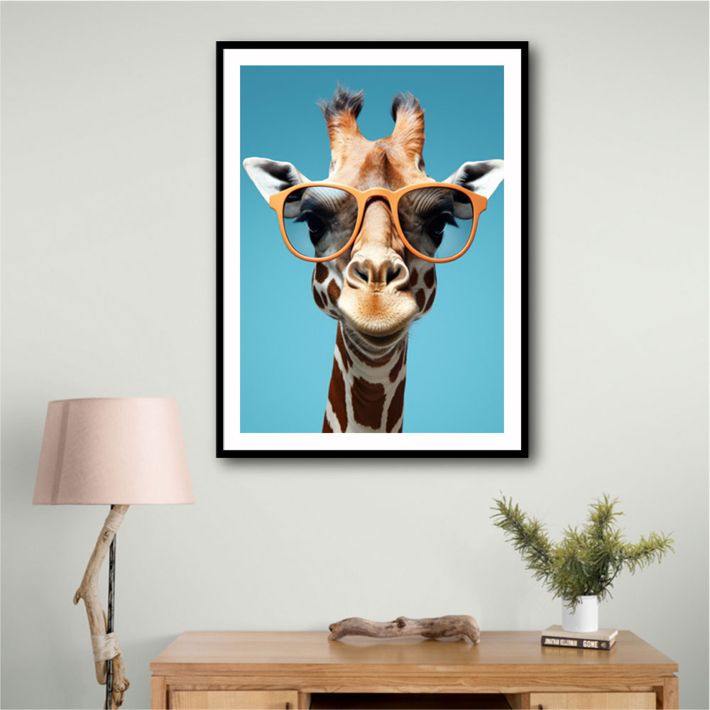 Giraffe In Glasses Wall Art