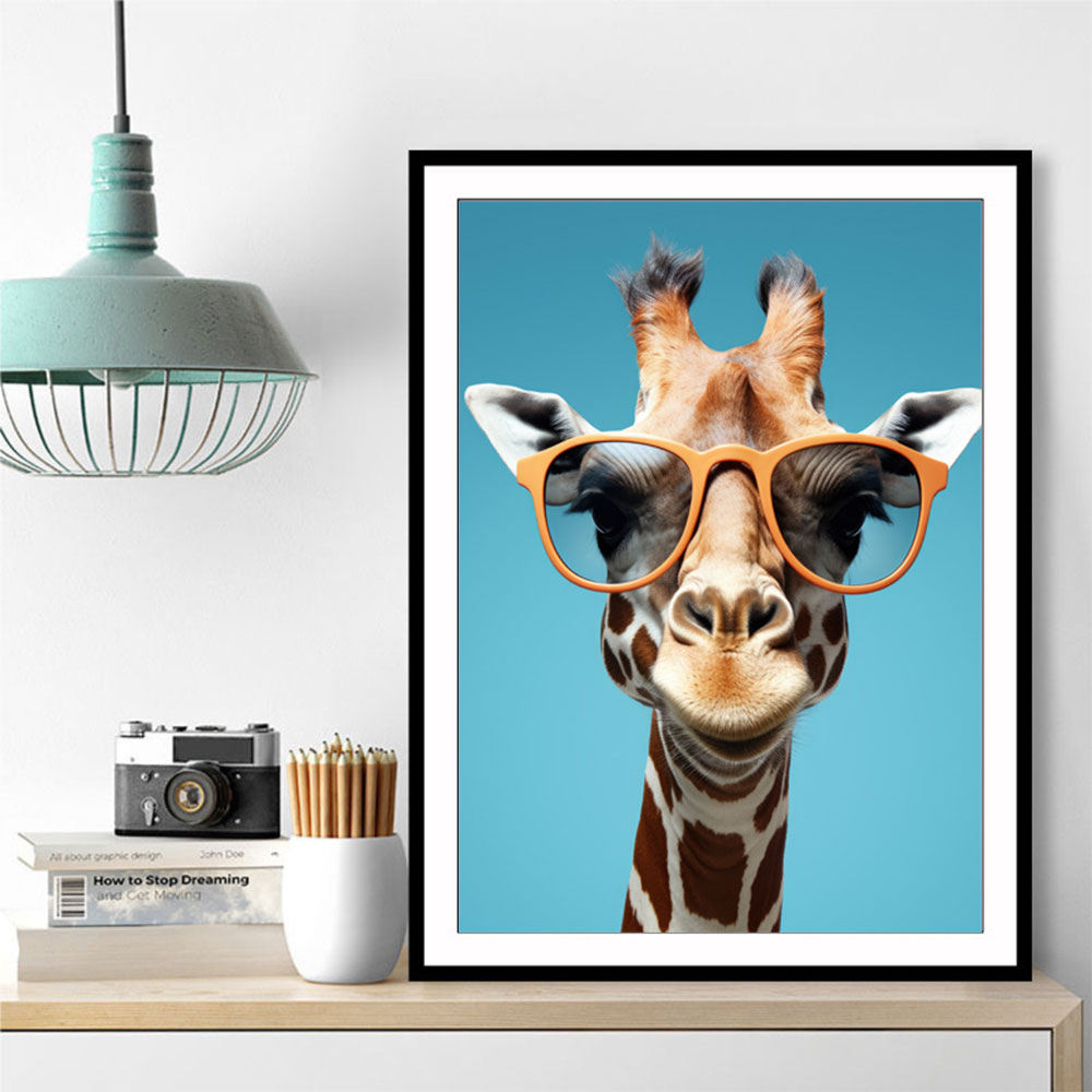 Giraffe In Glasses Wall Art