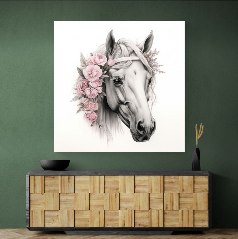 Arabian Horse with Flowers Wall Art