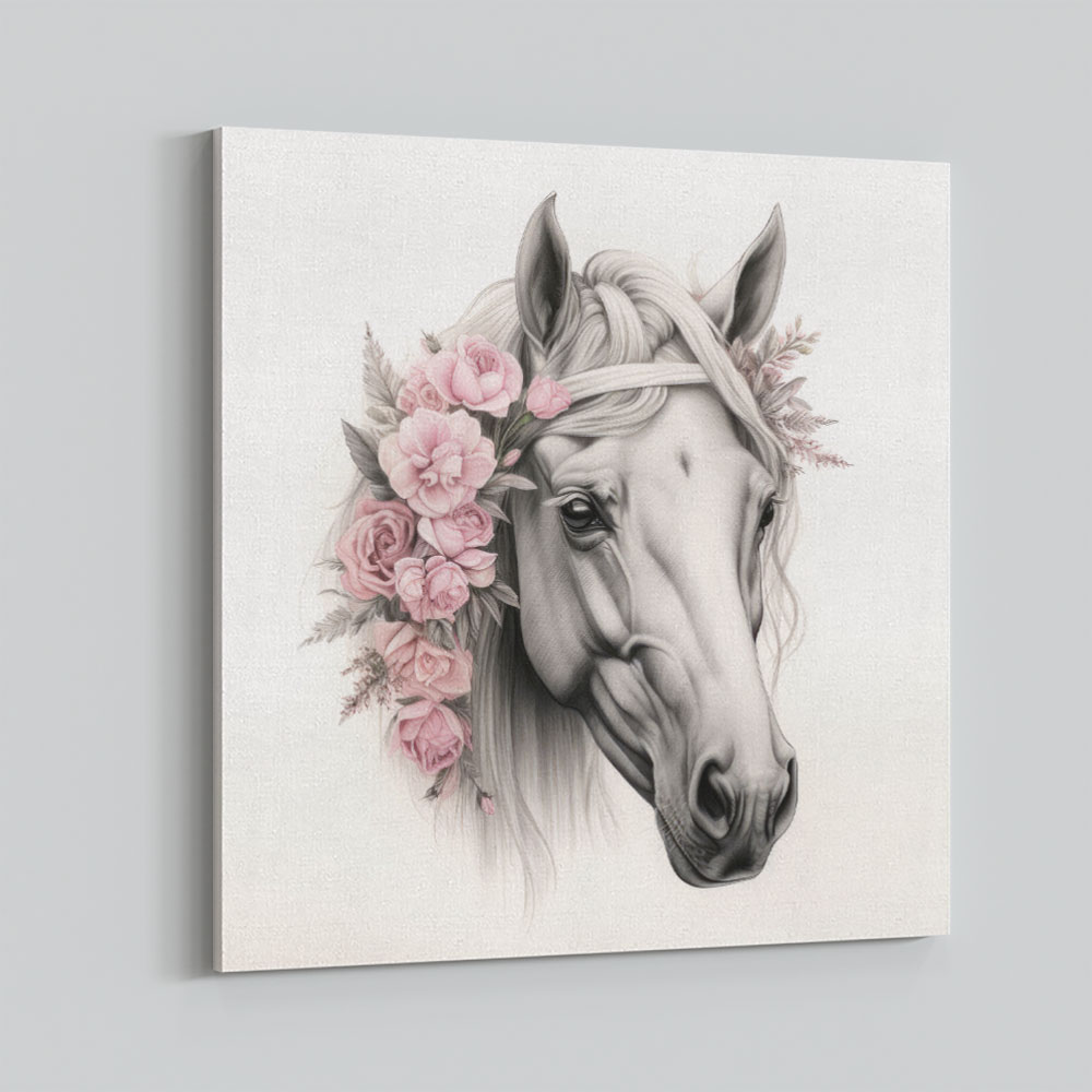 Arabian Horse with Flowers Wall Art