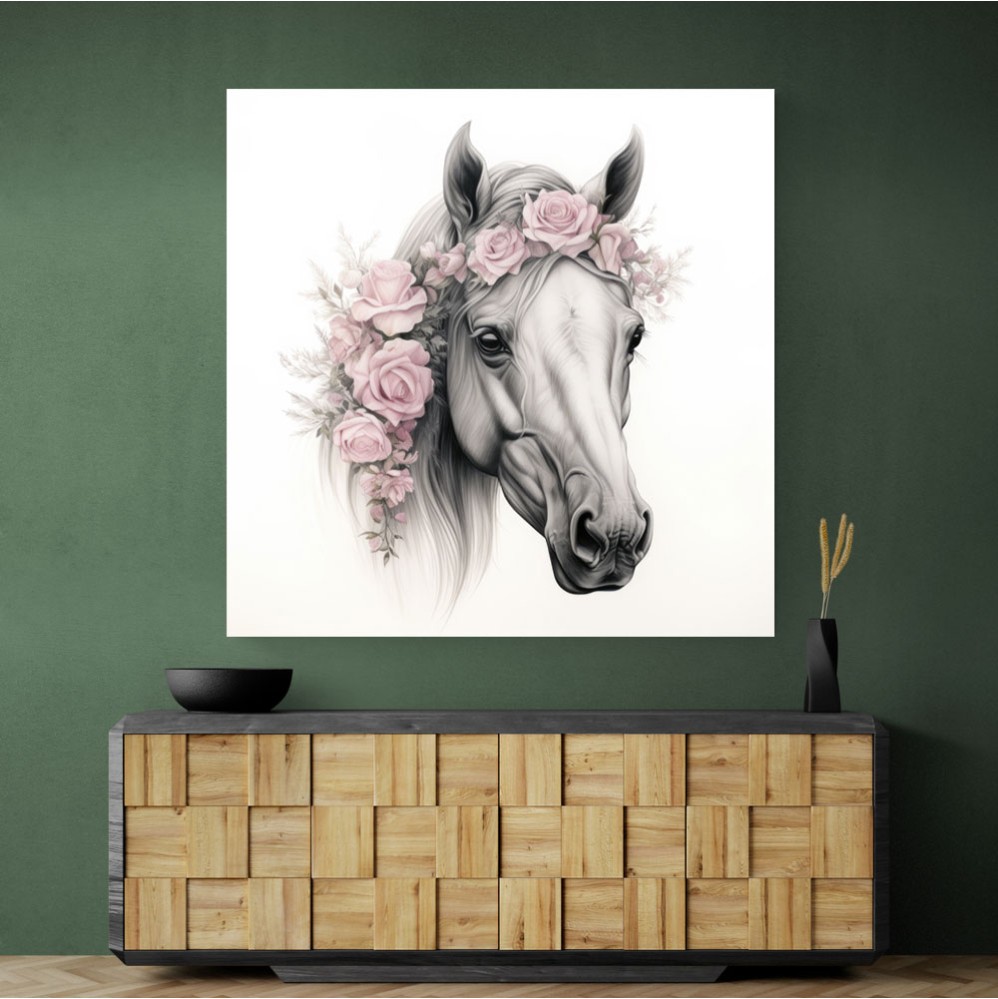 Arabian Horse with Flowers 2 Wall Art